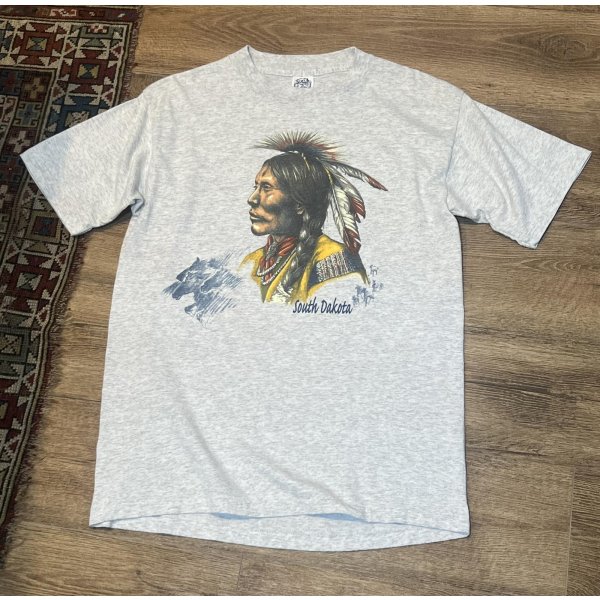 画像1: 90’s USA製【Eagle】イーグル【ビンテージ】【South Dakota】ネイティブアメリカン 【インディアン】グレー【Tシャツ】 サイズL 