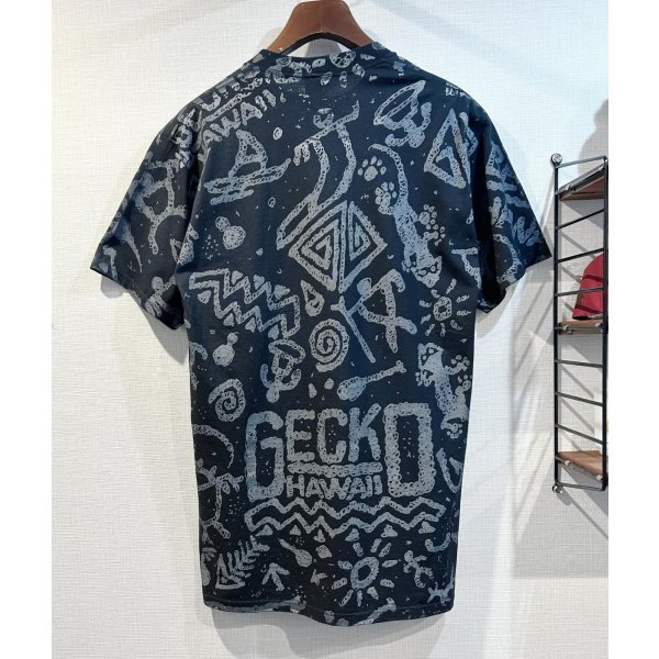 画像3: 【デッドストック】【USA製】【GECKO】ゲッコー【HAWAII】【ヤモリ】総柄 黒【Tシャツ】【サイズL】 