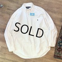 90’s【ビンテージ】【RALPH LAUREN】【ラルフローレン】【Big Shirt】【白】コットン【ボタンダウンシャツ】【サイズM】 