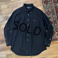 ビンテージ 【POLO RALPH LAUREN】【ポロラルフローレン】BLAKE【黒】【無地】コットン【ボタンダウンシャツ】【サイズXL】