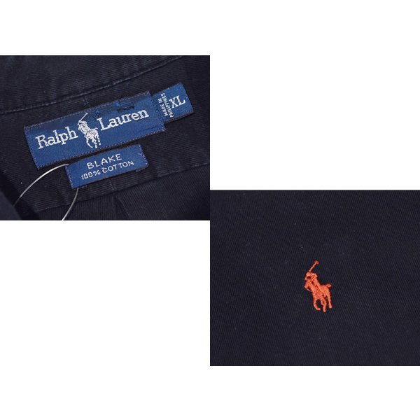 画像2: ビンテージ 【POLO RALPH LAUREN】【ポロラルフローレン】BLAKE【黒】【無地】コットン【ボタンダウンシャツ】【サイズXL】 