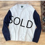 00's~【J.crew】【Ｊクルー】【グレーｘ袖紺】【ロンT】【サイズL】 