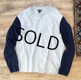00's~【J.crew】【Ｊクルー】【グレーｘ袖紺】【ロンT】【サイズL】 