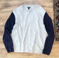 00's~【J.crew】【Ｊクルー】【グレーｘ袖紺】【ロンT】【サイズL】 