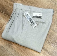90's デッドストック【ビンテージ】USA製【FOGLEY】【グレー】チェック柄【3タック】【スラックス】【W30】 