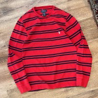 未使用【POLO RALPH LAUREN】【ラルフローレン】赤ｘ紺ボーダー ロンT【サーマルロンT】【サイズM】 