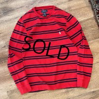 未使用【POLO RALPH LAUREN】【ラルフローレン】赤ｘ紺ボーダー ロンT【サーマルロンT】【サイズM】 