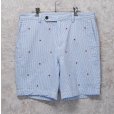 画像1: ビンテージ【ブルックスブラザーズ】【Brooks Brothers】白×水色【ストライプ】【シアサッカーパンツ】刺繍入り【ショーツ】半ズボン【短パン】【W34】<br> (1)