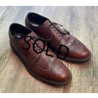 USA製【ビンテージ】【フローシャイム】FLORSHEIM【ブラウン】メダリオン【ウィングチップシューズ】【9D】【27cm程度】 