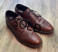 USA製【ビンテージ】【フローシャイム】FLORSHEIM【ブラウン】メダリオン【ウィングチップシューズ】【9D】【27cm程度】 