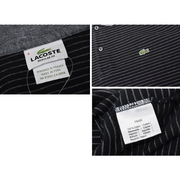 画像2: ビンテージ【ラコステ】【LACOSTE】【REGULAR FIT】胸ロゴ【黒×白】ボーダー【ポロシャツ】【サイズ６】 