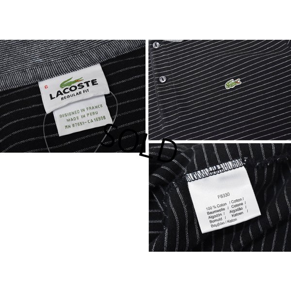 画像2: ビンテージ【ラコステ】【LACOSTE】【REGULAR FIT】胸ロゴ【黒×白】ボーダー【ポロシャツ】【サイズ６】 