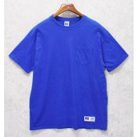 90’s【USA製】【Russell】【ラッセル】ブルー【青】無地【コットン】ポケット付き【Tシャツ】【サイズL】 