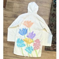 USA製 ビンテージ【MICHIGAN RAG CO.】ミシガンラグ【花】バックプリント【生成り】【フードジャケット】パーカー 