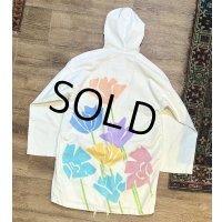 USA製 ビンテージ【MICHIGAN RAG CO.】ミシガンラグ【花】バックプリント【生成り】【フードジャケット】パーカー 