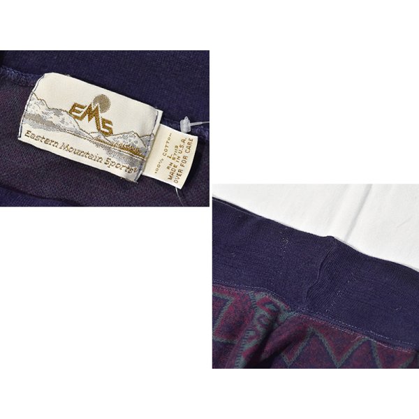 画像2: 90’s USA製【EMS】Eastern Mountain Sports【ネイティブ風総柄】紫ｘ紺【ハイネック 】【Ｔシャツ】【サイズL】 