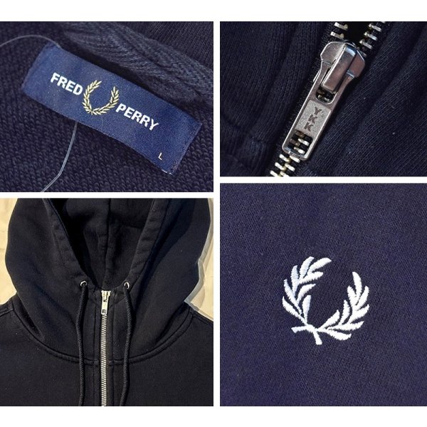 画像2: 【フレッドペリー】Fred Perry 【黒】ロゴ入り【フルジップパーカー】【サイズL】 