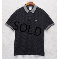 ビンテージ【ラコステ】【LACOSTE】【REGULAR FIT】胸ロゴ【黒×白】ボーダー【ポロシャツ】【サイズ６】 