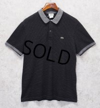 ビンテージ【ラコステ】【LACOSTE】【REGULAR FIT】胸ロゴ【黒×白】ボーダー【ポロシャツ】【サイズ６】 