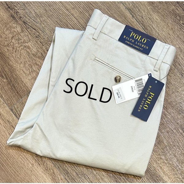 画像1: 未使用品【ラルフローレン】POLO RALPH LAUREN【ビンテージ】【ベージュ】【STRETCH CLASSIC FIT】【コットンパンツ】【33ｘ32】 
