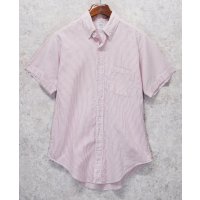 90's 【USA製】【ビンテージ】【ブルックスブラザーズ】Brooks Brothers【白×赤ストライプ】スリムフィット【SLIM FIT】コットン【半袖シャツ】【ボタンダウンシャツ】【16】 