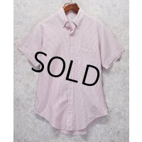 90's 【USA製】【ビンテージ】【ブルックスブラザーズ】Brooks Brothers【白×赤ストライプ】スリムフィット【SLIM FIT】コットン【半袖シャツ】【ボタンダウンシャツ】【16】 