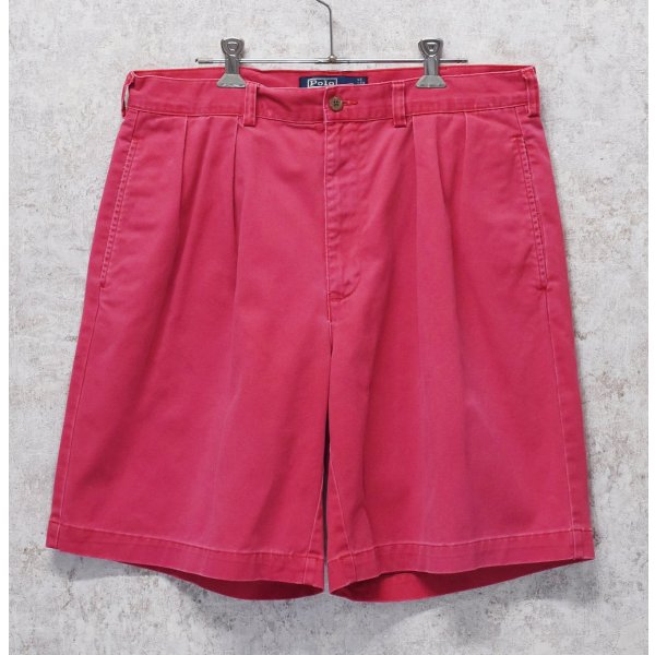 画像1: 【POLO RALPH LAUREN】オールドラルフローレン【TYLER SHORT】【赤】クラシックチノ【２タック】【ショートパンツ】【短パン】【コットンショーツ】【W34】 
