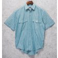画像1: 【デッドストック】90's【ビンテージ】【DOCKERS】ドッカーズ【リーバイス】【緑×白ストライプ】【半袖シャツ】【サイズＭ】<br> (1)