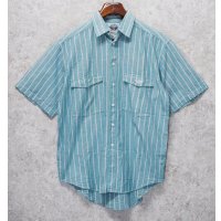 【デッドストック】90's【ビンテージ】【DOCKERS】ドッカーズ【リーバイス】【緑×白ストライプ】【半袖シャツ】【サイズＭ】 