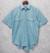【デッドストック】90's【ビンテージ】【DOCKERS】ドッカーズ【リーバイス】【緑×白ストライプ】【半袖シャツ】【サイズＭ】 