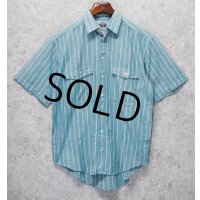 【デッドストック】90's【ビンテージ】【DOCKERS】ドッカーズ【リーバイス】【緑×白ストライプ】【半袖シャツ】【サイズＭ】 
