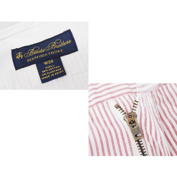 画像2: 【ブルックスブラザーズ】【BERMUDA SHORT】【赤×白】【シアサッカー地】【ストライプ柄】【ショートパンツ】【短パン】【W34】 