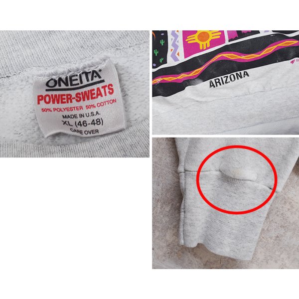 画像2: 90's【USA製】【ONEITA】【オニータ】【ビンテージ】【ARIZONA】【サボテン】【クルーネック】【スウェット】【サイズXL】 