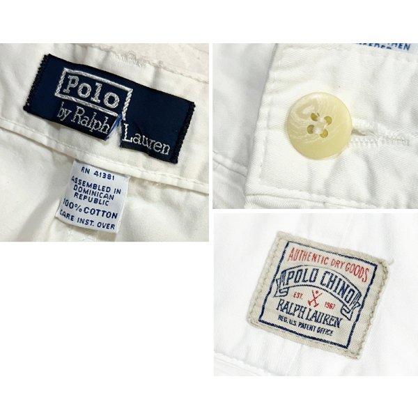 画像2: ビンテージ【POLO RALPH LAUREN】オールドラルフローレン【白】【２タック】ショートパンツ【短パン】【コットンショーツ】【W36】 