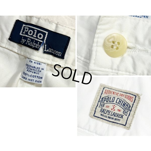 画像2: ビンテージ【POLO RALPH LAUREN】オールドラルフローレン【白】【２タック】ショートパンツ【短パン】【コットンショーツ】【W36】 
