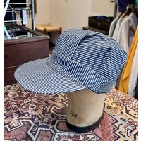 70's【デッドストック】【ビンテージ】【ヒッコリーストライプ】【ワークキャップ】【サイズ7 3/8】５９.５cm程度 