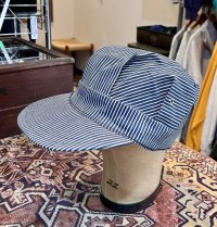 70's【デッドストック】【ビンテージ】【ヒッコリーストライプ】【ワークキャップ】【サイズ7 3/8】５９.５cm程度 