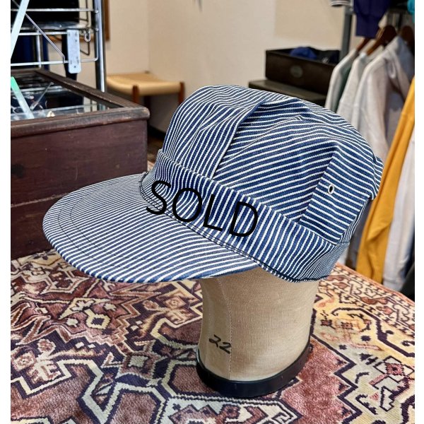 画像1: 70's【デッドストック】【ビンテージ】【ヒッコリーストライプ】【ワークキャップ】【サイズ7 3/8】５９.５cm程度 