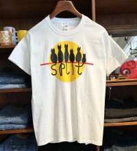 ビンテージ【FRUIT OF THE LOOM】フルーツオブザルーム【月と猫】SPLIT【白】【 Tシャツ】【サイズM】 