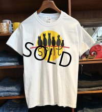 ビンテージ【FRUIT OF THE LOOM】フルーツオブザルーム【月と猫】SPLIT【白】【 Tシャツ】【サイズM】 