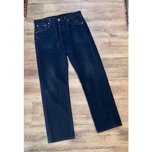 画像3: 90's【ビンテージ】【LEVI'S】【リーバイス】【501】ブラック 黒【ボタンフライ】【デニムパンツ】後染め【34×30】 