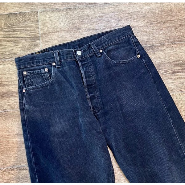 画像4: 90's【ビンテージ】【LEVI'S】【リーバイス】【501】ブラック 黒【ボタンフライ】【デニムパンツ】後染め【34×30】 