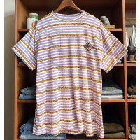 【LAGUNA】【ラグナ】紫ｘ白ｘオレンジ ボーダー【Tシャツ】【サイズＬ】 