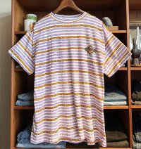 【LAGUNA】【ラグナ】紫ｘ白ｘオレンジ ボーダー【Tシャツ】【サイズＬ】 