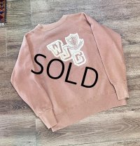 60's~【ビンテージ】【WJC】【フロッキープリント】【山吹色】【スウェット】【サイズM程度】 