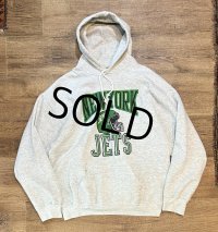 90's【USA製】【ビンテージ】【Tultex】【タルテックス】NFL【NEW YORK JETS】ニューヨーク・ジェッツ【グレー】【パーカー】【サイズXL】 