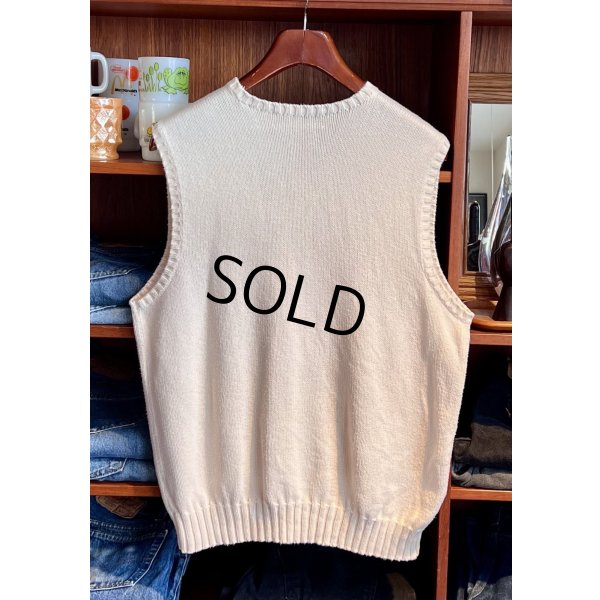 画像3: 程度良好!! 90's~【ビンテージ】【ラルフローレン】【生成り】Vネック【コットンニットベスト】胸ロゴ入り【サイズＬ】 