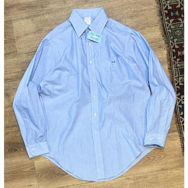 画像1: 【デッドストック】90’s USA製【ビンテージ】【ブルックスブラザーズ】Brooks Brothers【Makers】【無地】【青】【オックスフォードシャツ】【16-4】 