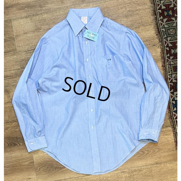画像1: 【デッドストック】90’s USA製【ビンテージ】【ブルックスブラザーズ】Brooks Brothers【Makers】【無地】【青】【オックスフォードシャツ】【16-4】 