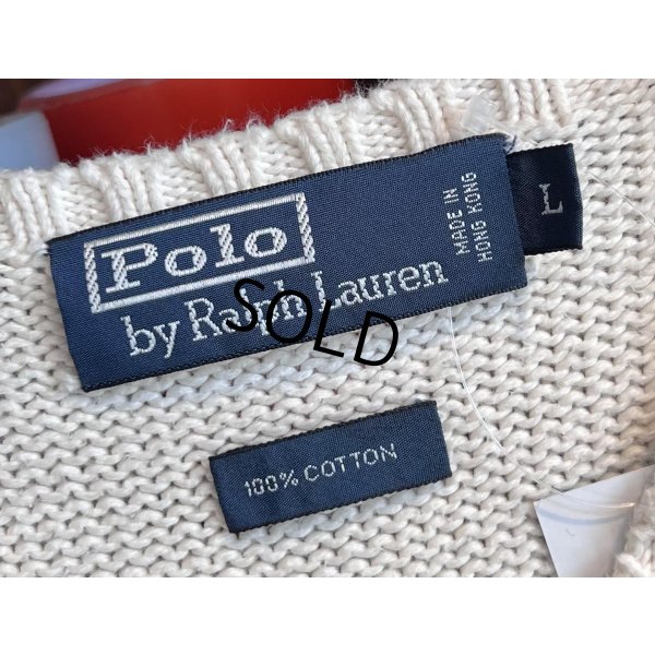 画像2: 程度良好!! 90's~【ビンテージ】【ラルフローレン】【生成り】Vネック【コットンニットベスト】胸ロゴ入り【サイズＬ】 